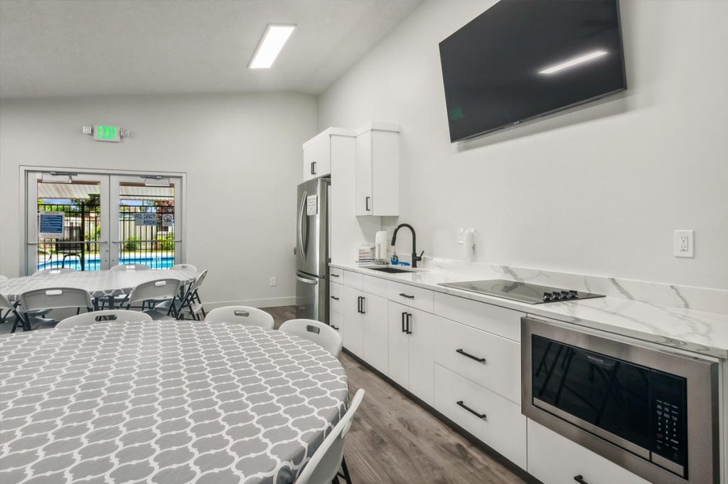 Shared kitchen and dining area